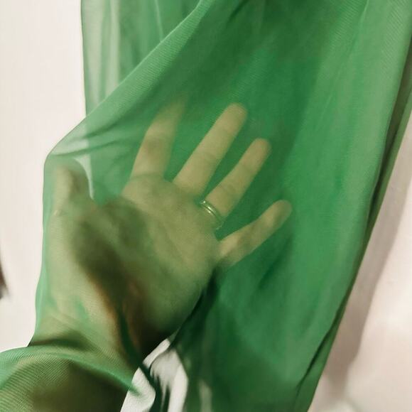 Lily White Sheer Emerald Green Racerback V-Neck Straps Mesh Mini Dress Size M - Picture 4 of 9
